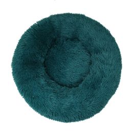 Kennel Round Cotton Pet Winter Warm Sleeping Bed For Dogs (Option: Dark Forest Green-50cm)