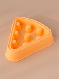 Pet Cat Dog Bowl Cartoon Pizza Single Bowl Slow Food (Color: Orange)