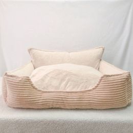 Removable And Washable Plush Warm Pet Kennel Dog Bed (Option: Beige-L)