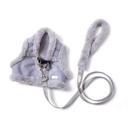 Dog Chest Strap Clothes Vest Type Warm Traction Rope (Option: Grey-L)