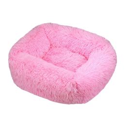 Winter Plush Pet Nest Square Mat (Option: Bright pink-2XL)