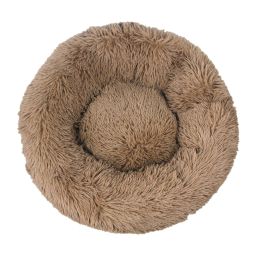 Kennel Round Cotton Pet Winter Warm Sleeping Bed For Dogs (Option: Light Brown-50cm)