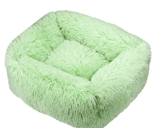 Winter Plush Pet Nest Square Mat (Option: Light Green-XL)