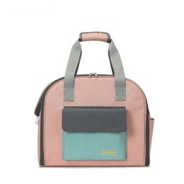 Pet Going Out Bag Travel Foldable Pull-rod Backpack (Color: Pink)