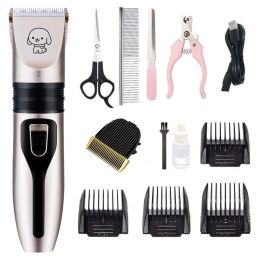 Dog Clippers Dog Hair Clippers Cordless Dogs Grooming Kit Cat Hair Trimmer Pet Grooming Tool USB Rechargeable (Color: as the picture)