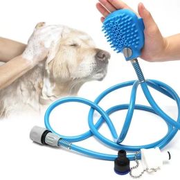 Portable Dog Shower Easy Install Pet Supplies Water Spray Cat Dog Bath Brus Use Plastic Family Pet Cleaning Grooming Accessories (Color: Blue)