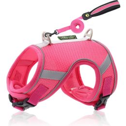 Pet Hand Holding Rope Mesh Dog Breast Strap Adjustable Reflective Dog Rope Pet Supplies (Option: Rose Red-L 913)