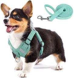 Velvet Dog Strap Reflective Breathable Dog Rope Pet (Option: Green-L)